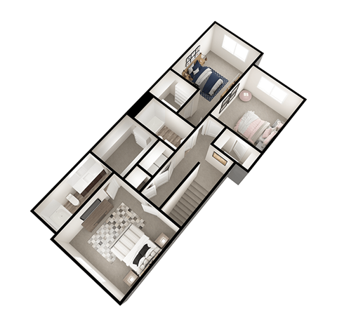 a 3d floor plan of a house